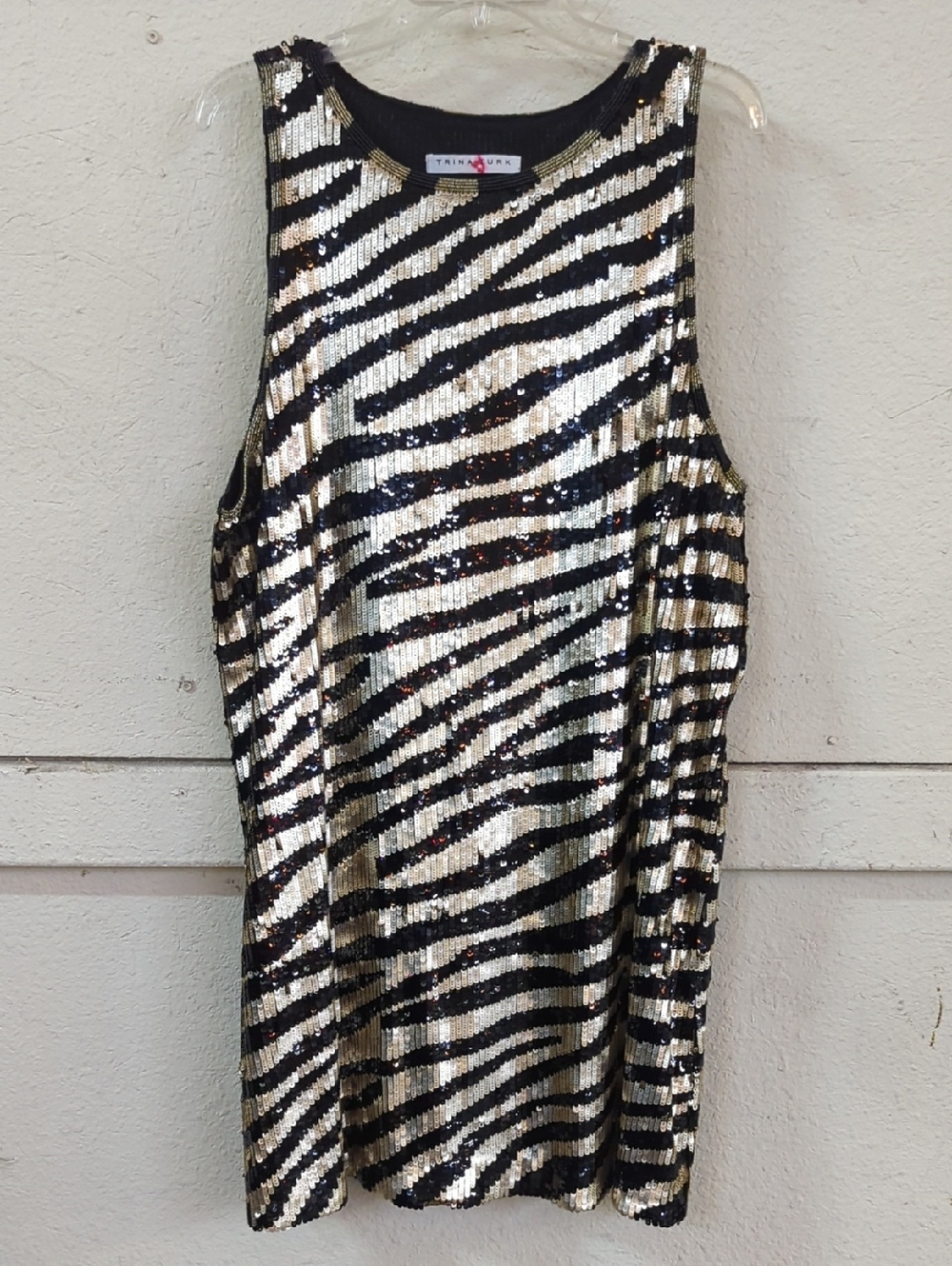 Trina Turk Sequin Zebra Tank Dress - Gold & Black